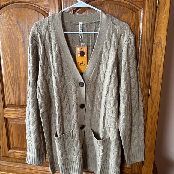 Grecelle XL Cable Knit Cardigan Sweater NWT - Picture 2 of 8